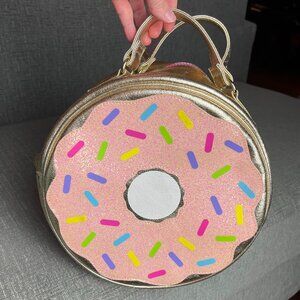 Betsey Johnson Donut Lunch Box Bag Gold Round